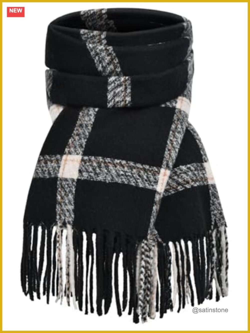Plush Plaid Shawl Wrap Scarf - Oversized Winter Pashmina Blanket